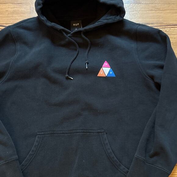 HUF black pullover large prism back graphic mens hoodie SIZE L - Picture 2 of 6